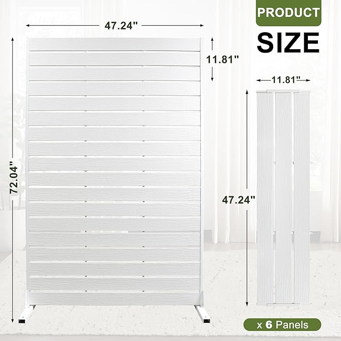 NicBex Privacy Screen Outdoor Freestanding Privacy Screen Fence, 72" H Fence Panels with Metal Stand, HDPE Indoor Decorative Divider for Pool, Garden, Apartment, Bathroom, White