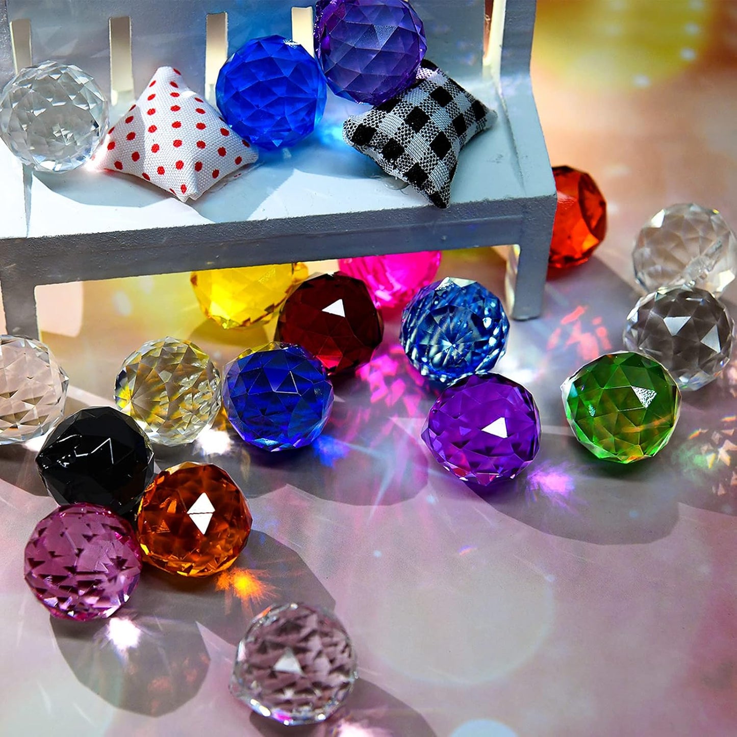 MerryNine 20Pack Crystal Ball 0.8"/20mm Prism Sun Shine Catcher Rainbow Pendants Maker, Hanging Crystals Prisms for Windows, for Feng Shui, for Gift (Multicolor)