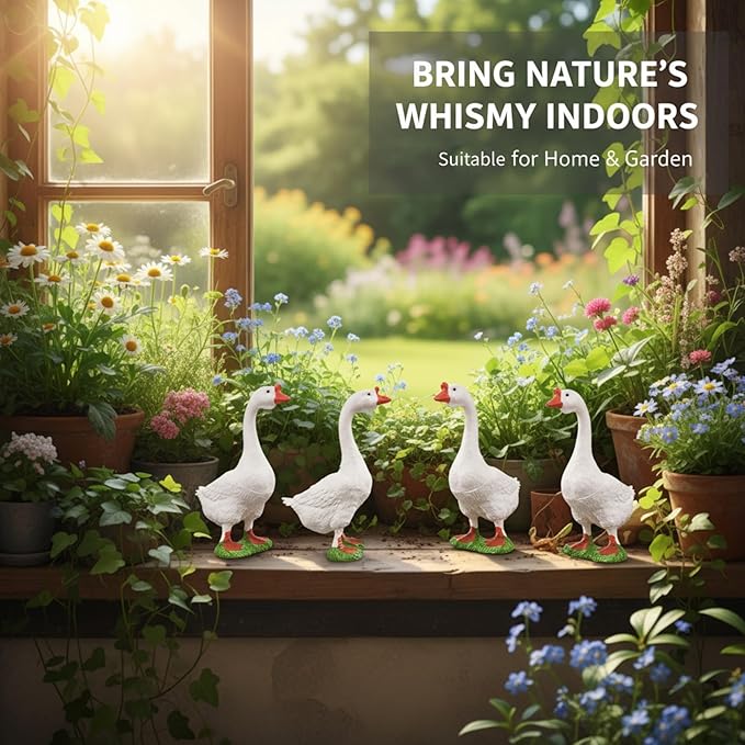 12 Pcs Desktop Goose Mini Plastic Desk Goose Statue, Small Geese Figurines for DIY Crafts, Farm Animal Theme Party, Home Garden and Car Decoration