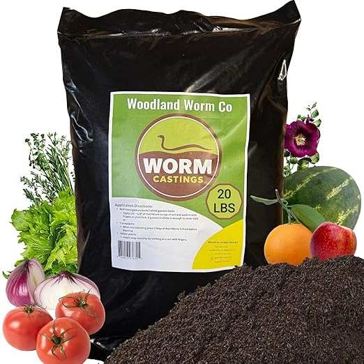 Earth Worm Castings for Plants - Soil Amendment and Natural Fertilizer for Gardening, Vegetables, Lawns and Indoor Plants - Odor-Free, All-Natural – 20 lb Bag