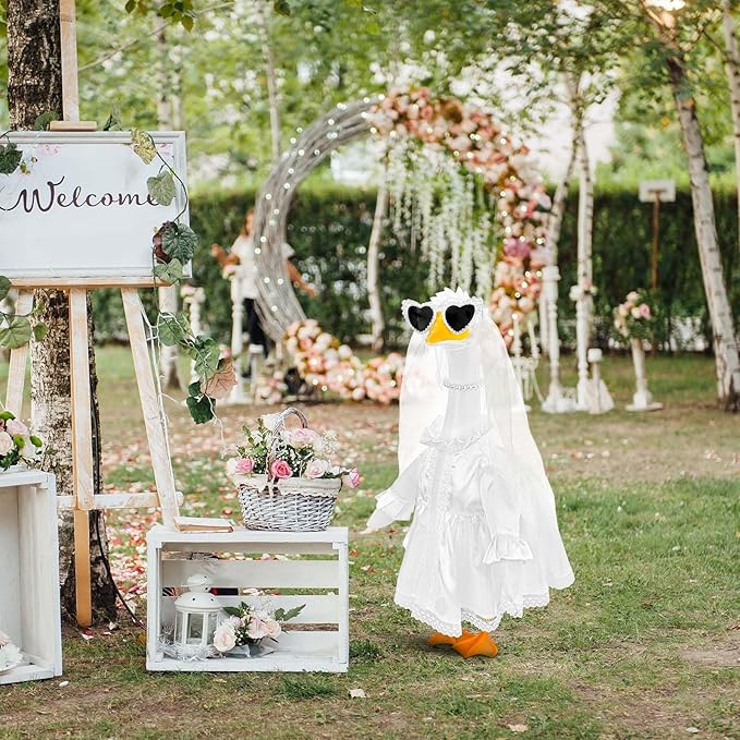 Bride Porch Goose Outfits Bride to Be Goose Outfits 23" Plastic or Cement Goose Decor Garden Yard Lawn Geese Costume for Wedding Bachelorette Party Bridal Shower Decor