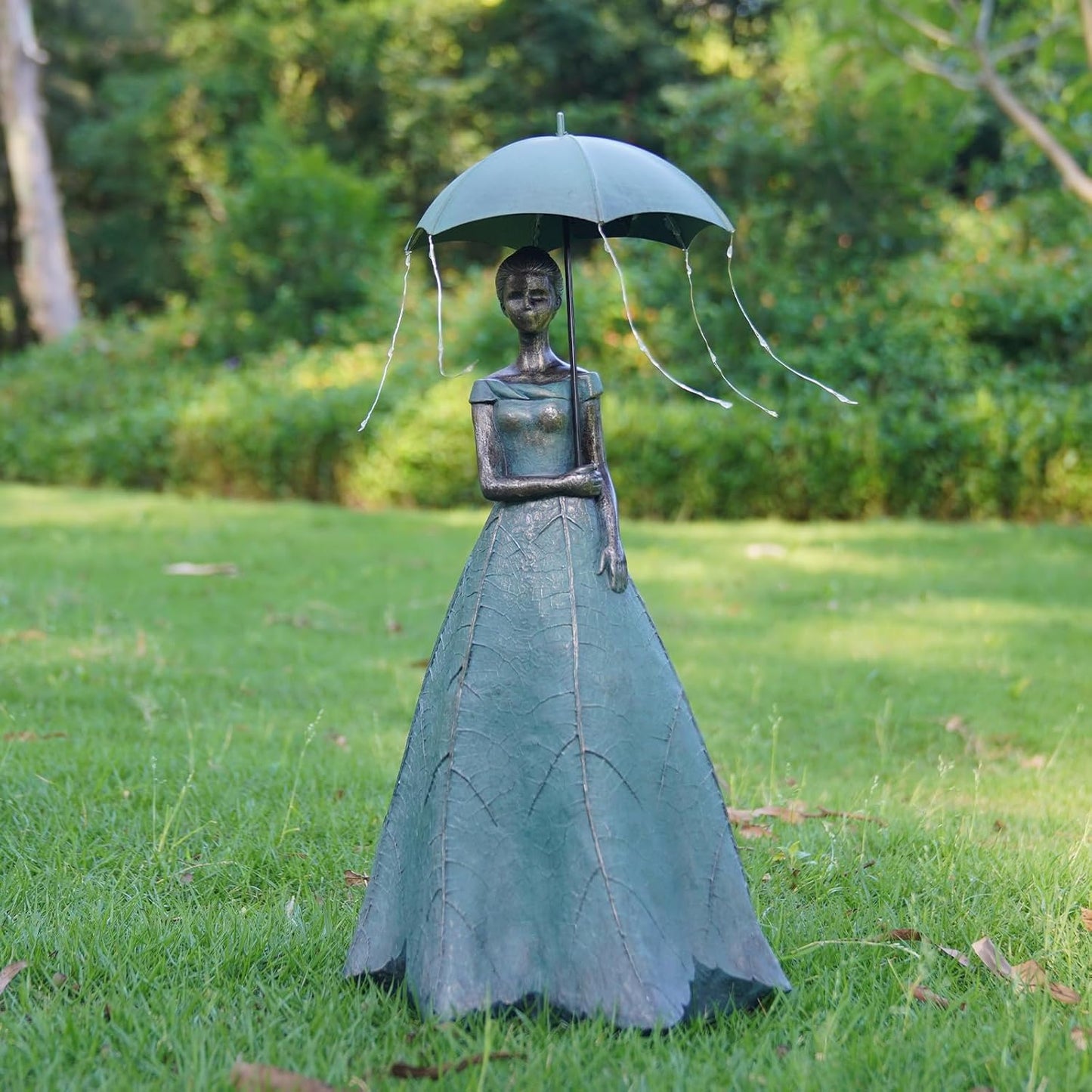 DiliComing Solar Fairy Outdoor-Statue Garden-Decor - 18" Resin Leaf Girl Sculpture with LED Lights for Garden/Patio/Yard | Waterproof Fairy Outdoor Figurines, Unique Home Decor Gifts for Women