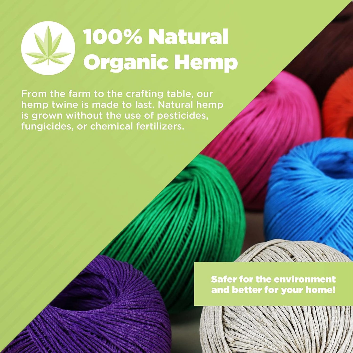 Hemp Twine for Gardening - Twine for Crafts - Organic Natural Hemp String for Jewelry Making - Strong Durable Cord for Decoration, Macrame + Cooking - 1MM, 100G/430 Ft. - 20 lb. Test Strength - Pink