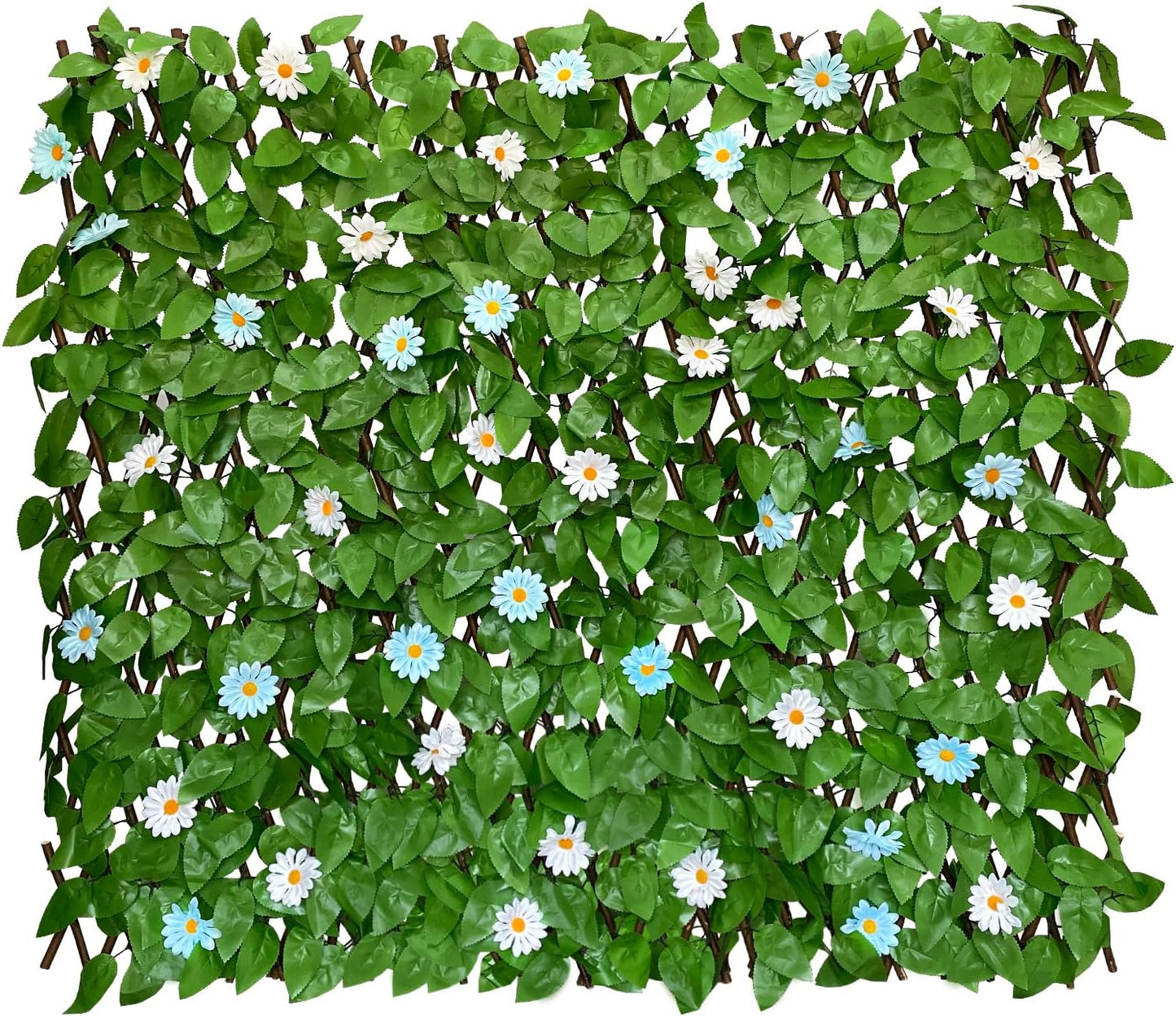 Expandable Fence Privacy Screen for Balcony Patio Outdoor,Decorative Faux Ivy Fencing Panel,Artificial Hedges (Single Sided Leaves)… (2, Daisy)