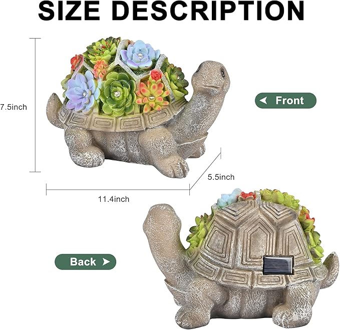 GIGALUMI 11.5 Inch Solar Garden Statues Turtle Figurine Lights for Outside Garden Decor, Yard Decorations Outdoor Housewarming Gifts for Mom, Women for Mothers Day