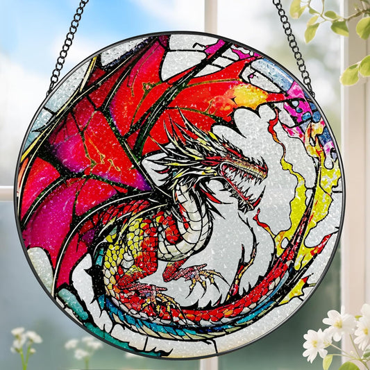 Stained Glass Window Hanging, Stained Glass Suncatcher, Dragon Sun Catcher, Window Hanging Decor, Dragon Gift, Gifts for Fathers Day, Christmas or Birthday Gift, Gifts for Him Dad Grandfather Son