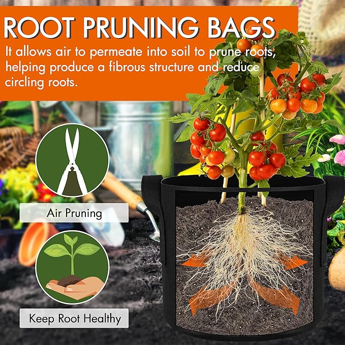 Gardzen 10-Pack 20 Gallon Grow Bags, Aeration Fabric Pots with Handles