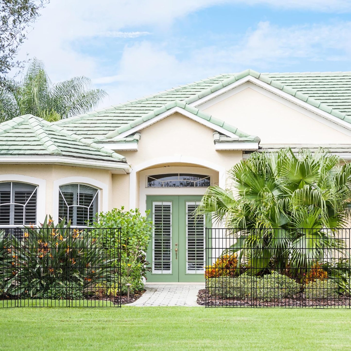 ARIFARO Decorative Garden Fence 5 Panels 40in (H) x 11.5ft (L) No dig Animal Barrier Fencing,Pet Fence Rustproof Metal Wire Panel Border for Dog,Rabbits, and Patio