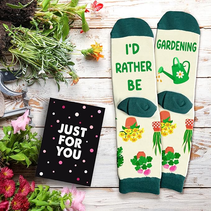 Gardening Gifts for Women - Funny Socks for Plant Lovers, Unique Blue Presents for Christmas Gifts and Birthday