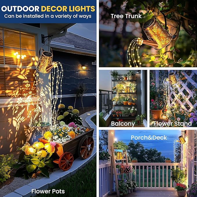 Solar Lights Outdoor Garden Decor, Large Lanterns Watering Can Lights Gardening Gifts for Mom Women Grandma Birthday, Hanging Lights Outdoor Decoration for Yard Porch Patio Backyard