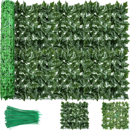 Artificial Ivy Privacy Fence Screen - 99x40in Faux Ivy Privacy Screen for Garden Outdoor (Green)