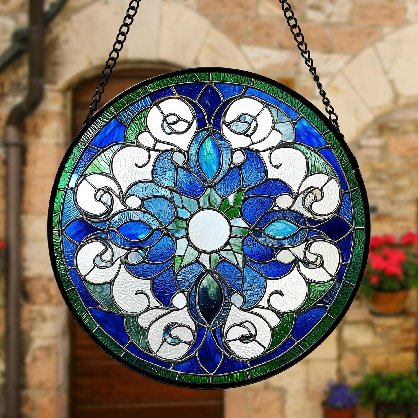 Stained Glass Window Hanging, Boho Style Sun Catchers Diamond Glass Panel Hangings Tiffany Suncatcher Decor for Birthday for Women, Men, Wife, Aunt, and Mom 9.8 in