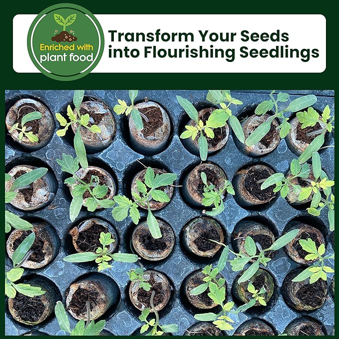 Gro-Med Organic Coco Coir Seed Starter Pellets NPK Enriched 100 Pcs, 35mm Perfect to Grow Herbs, Vegetables, Flowers Seedling, Compressed Coconut Coir Soil Plugs for Seed Germination - OMRI