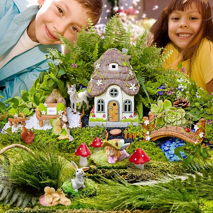 WILD PIXY Baby Miniature Fairy Garden Set – Springtime Fairy Accessories Kit with Gorgeous Fairies and Animals, Indoor/Outdoor Figurines in Designer Gift Box, Perfect for Garden Decor