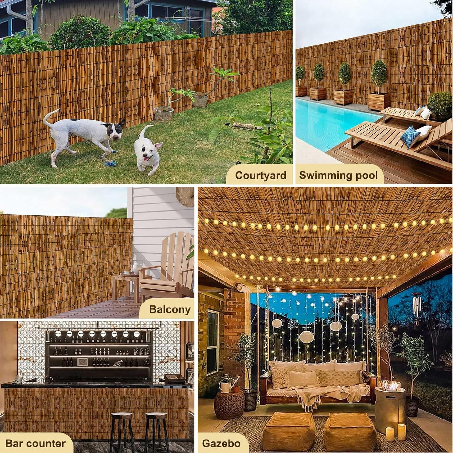 Natural Reed Fencing,Decorative Bamboo Fence Rolls Handwoven Friendly Sun Shade for Garden,Patio,Balcony Windows 3x16FT