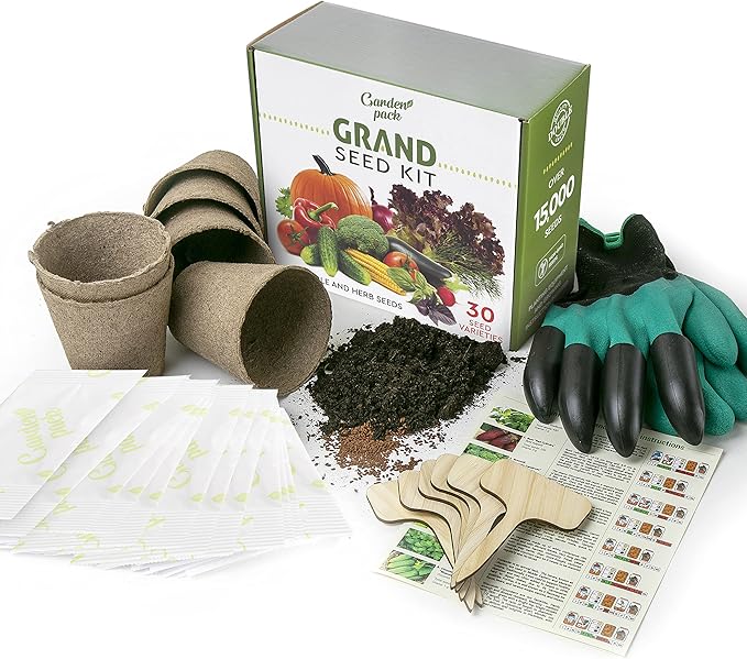 Garden Pack 30 Vegetable Seeds Variety Kit - Over 15000 Seeds for Planting Vegetables & Herbs, Premium Garden Seeds Gift Box, Heirloom & Non-GMO