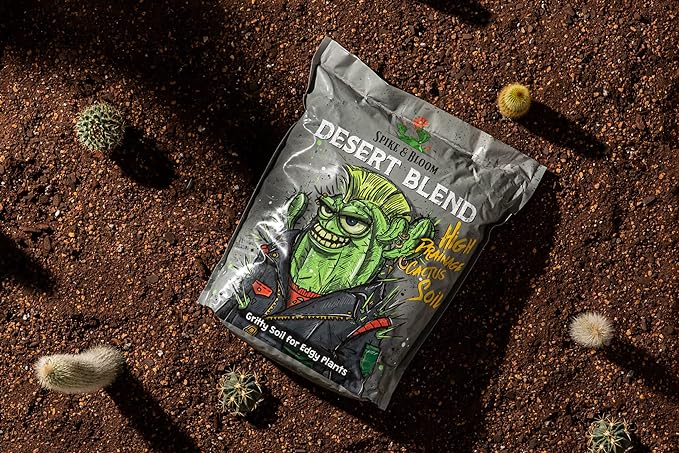 High Drainage Cactus Soil Potting Mix with Mycorrhizal Fungi - 8 Pounds / 4 Quarts of Soil for Succulents and Cactus - Slightly Acidic, Gritty Soil for Healthy Indoor Plants - Spike & Bloom