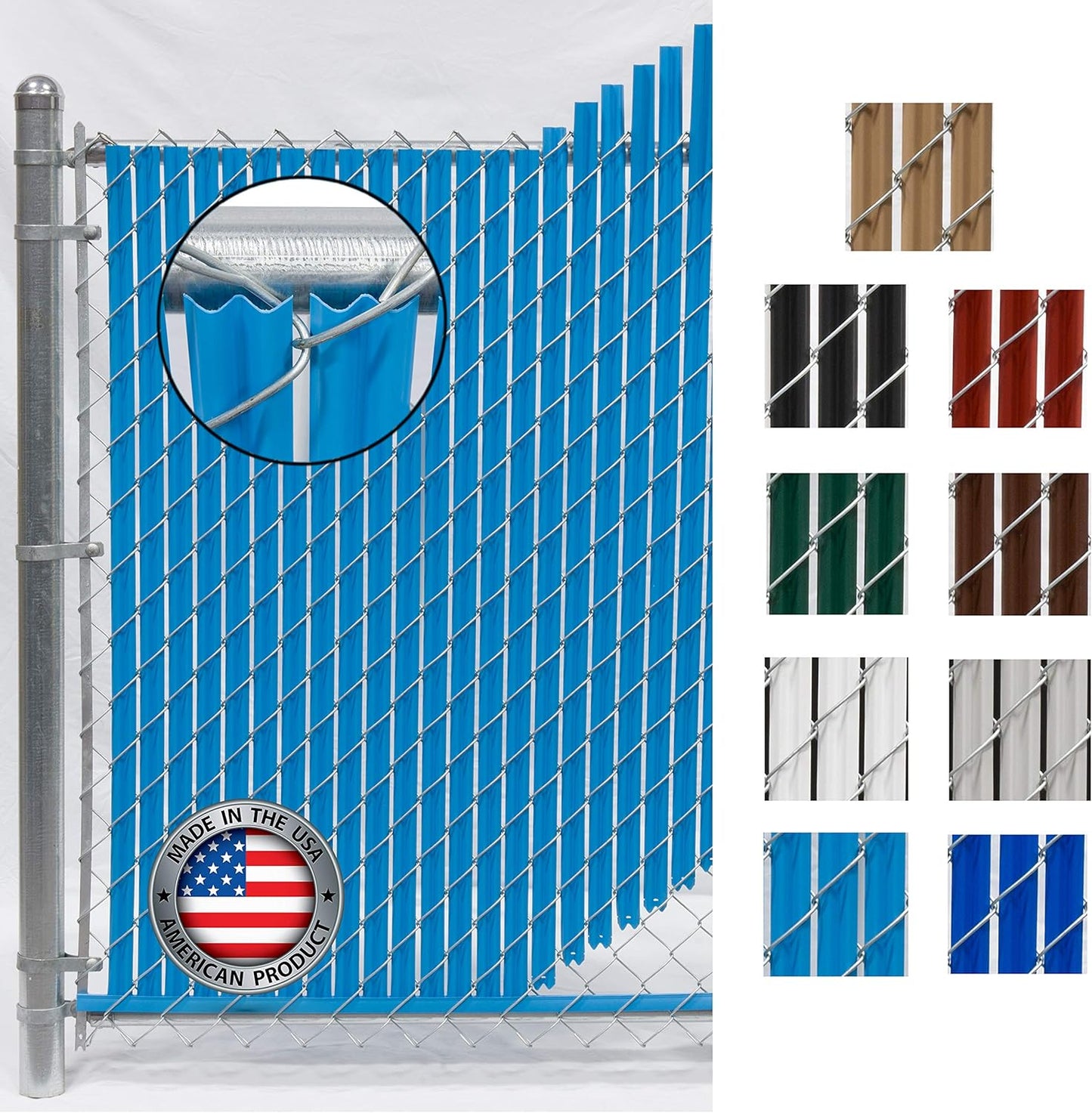 Wave Slat (9 Colors) Single Wall Bottom Locking Privacy Slat for 4', 5', 6', 7' and 8' Chain Link Fence (8 ft, Sky Blue)