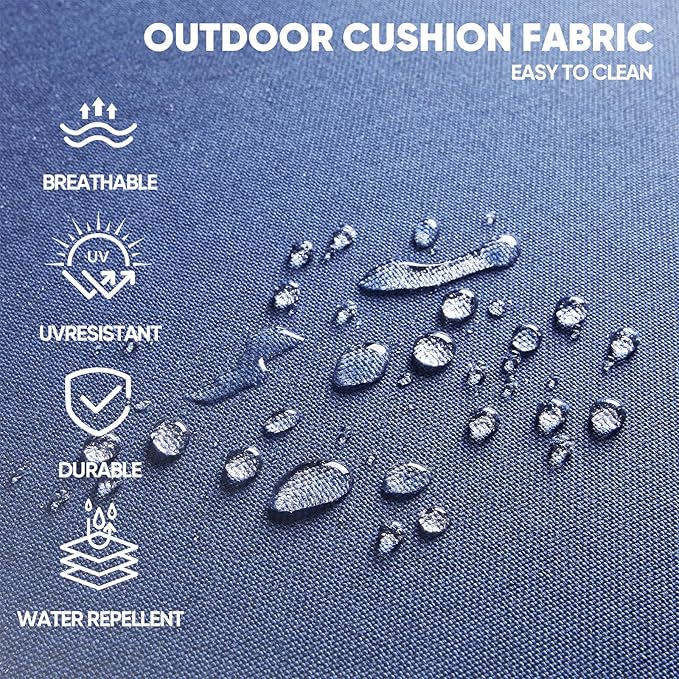 Swivel Patio Chairs sofa Set of 6 - 6" Thick Cushion - Wicker Outdoor Swivel Rocker Patio Chair ,Sofa/Glass coffee table, High Back Comfortable Outdoor Glider Chairs - Grey Wicker | Blue Cushions