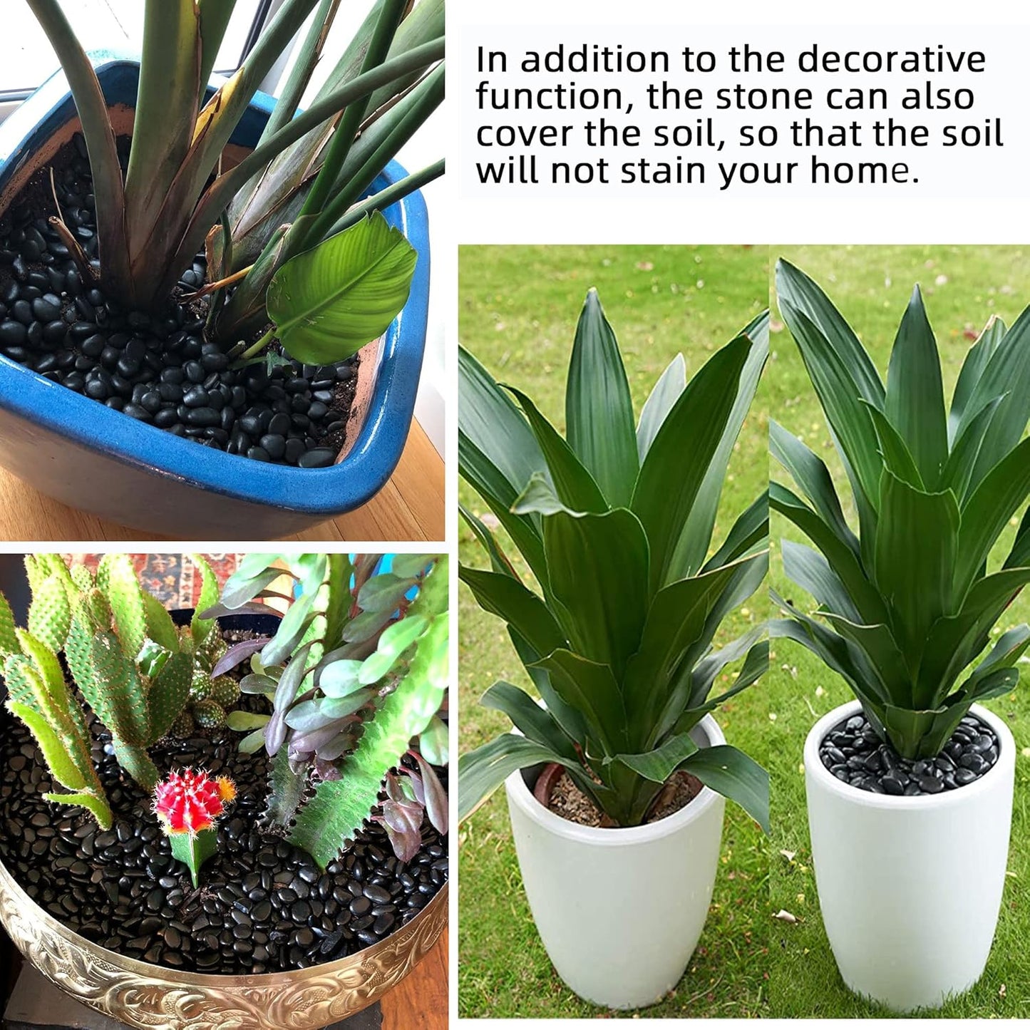 18 lb 1" Natural Polished Black River Rock for Plants,Aquarium,Vase,Garden Landscape Rocks and Outdoor Decorative Stones