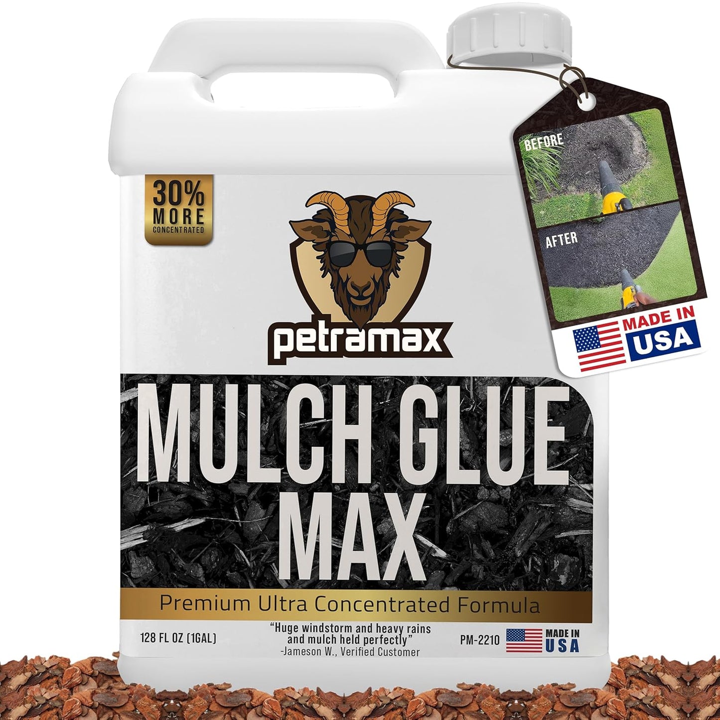 PetraMax Mulch Glue for Landscaping Rocks Max Concentrate, Weed Barrier - Non-Toxic Pea Gravel Binder, Mulch & Rock Glue for Landscaping, Landscape Rock & Gravel Stabilizer - Dries Clear (1 Gal)
