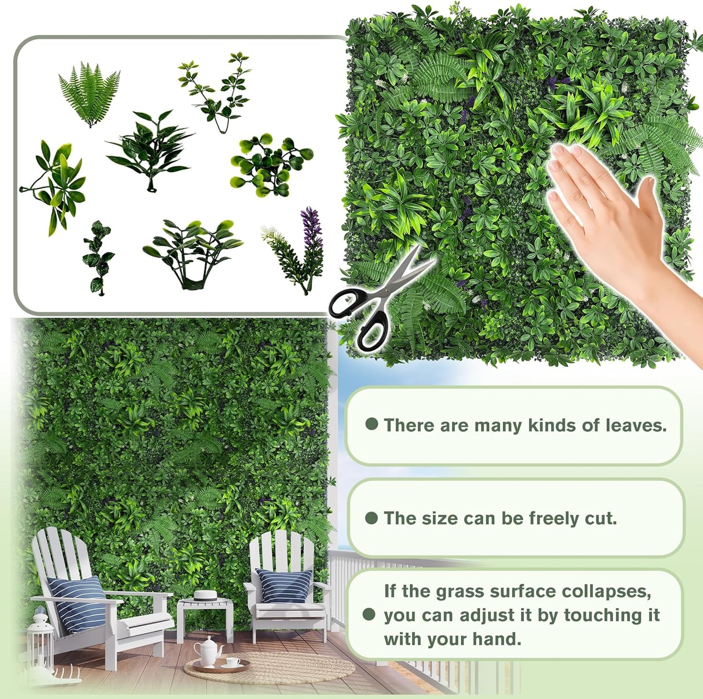Artificial Green Boxwood Grass Wall Roll: 72"x128"(64 SQFT) UV Protected Ivy Privacy Hedge Fence Screen for Chain Link Fences Panel Indoor,Outdoor Patio Balcony & Garden