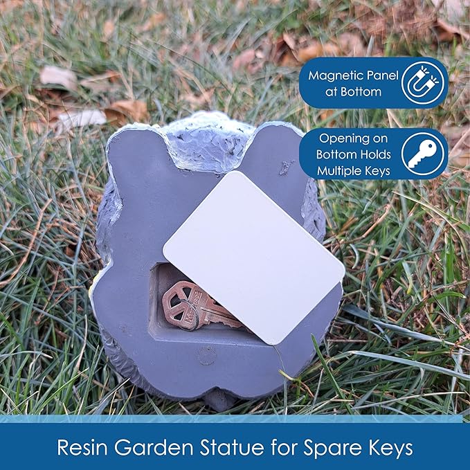 Stocky Bunny Garden Statue - Outdoor Key Hider for Garden, Porch or Patio - Magnetic Cover Key Hider