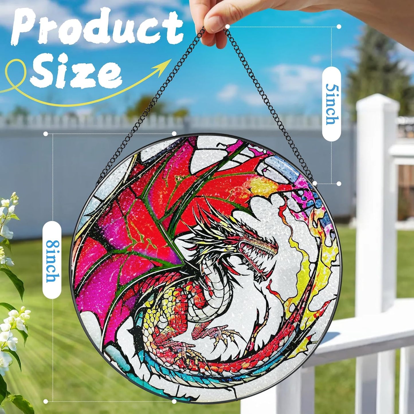 Stained Glass Window Hanging, Stained Glass Suncatcher, Dragon Sun Catcher, Window Hanging Decor, Dragon Gift, Gifts for Fathers Day, Christmas or Birthday Gift, Gifts for Him Dad Grandfather Son