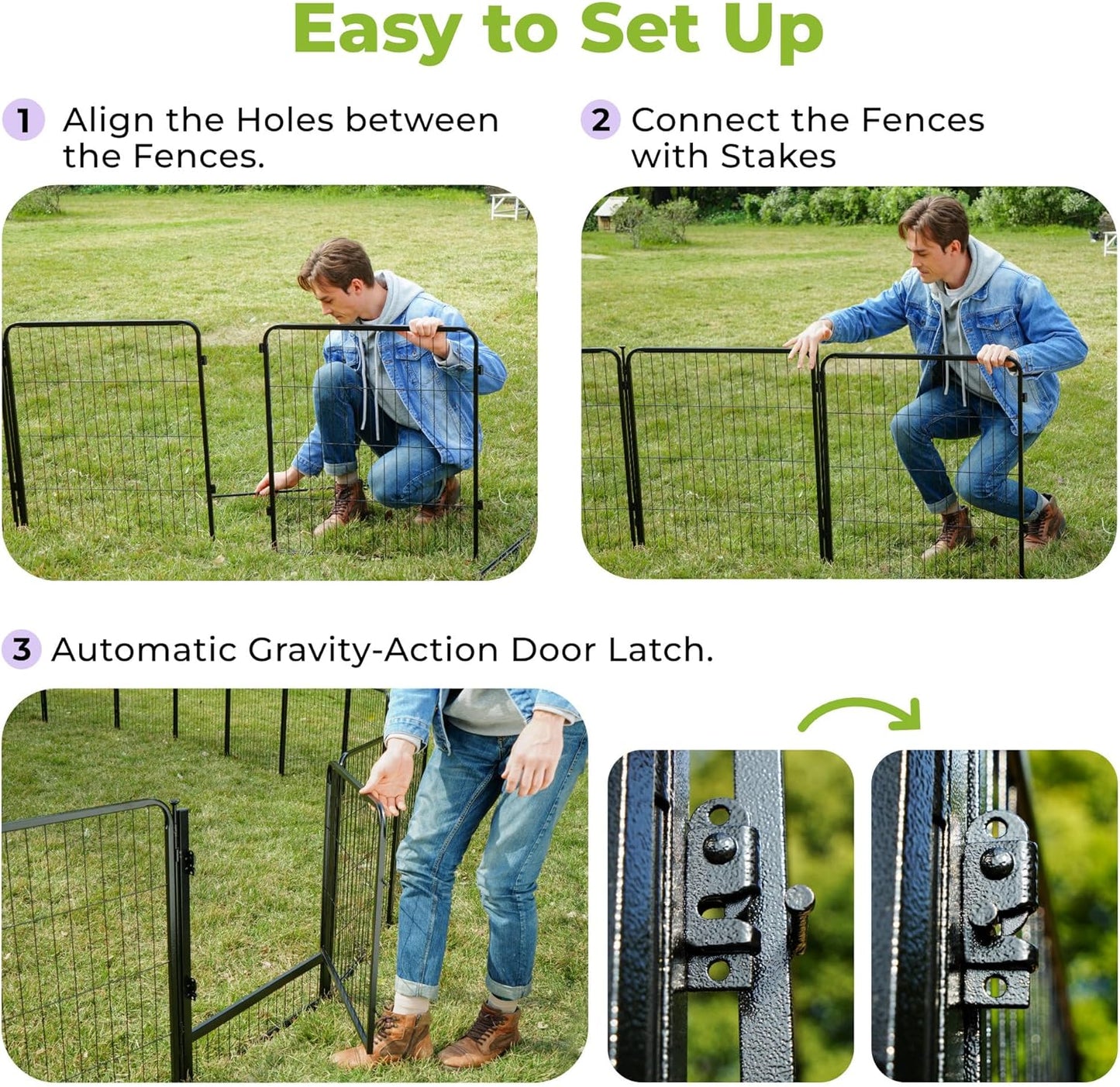 Decorative Garden Fence with Gate 40 in(H) x 26.8 ft(L) 12 Panels, Heavy Duty Metal Animal Barrier Fence for Yard, Flower Bed Fencing, Garden Border Fence, Easy Set Up, Black