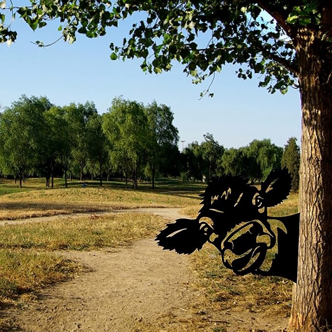 Peeping Cow Metal Art Farm Garden Decor Garden Fence Decoration Outdoor Decoration for Farmhouse,Yard,Lawn