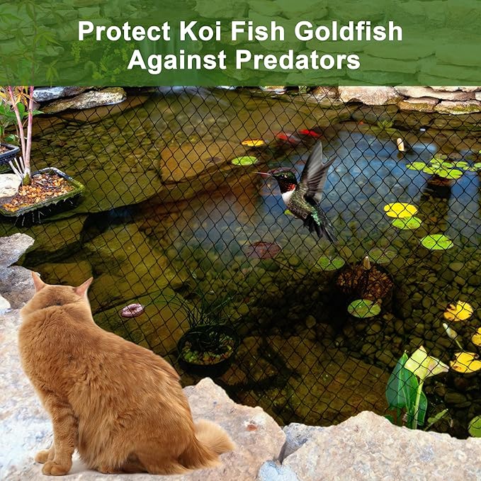 Pond Netting, Pond Netting for Koi Ponds 15 x 20 FT Pond Net, Heavy Duty Woven Fine Mesh Pond Garden Pool Netting Kit for Leaves to Catch Leaves and Debris, Protects Koi Fish from Birds Cats Predators