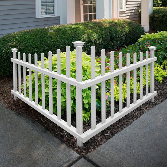 30in H x 40in W (2 Panels) No Dig Zippity Ashley Corner Vinyl Picket Fence, Garden Fence Border, Decorative Fence For Garden, White Vinyl Panels for Backyard, Patio & Yard, ZP19007