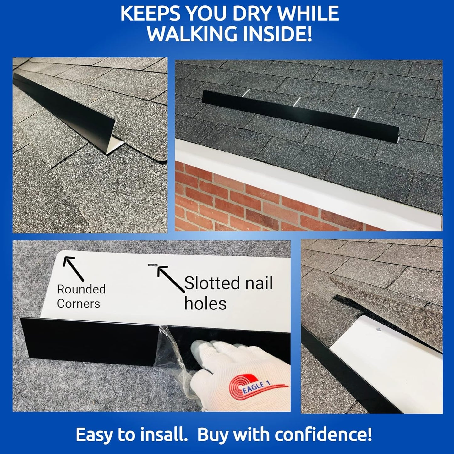 Eagle 1-26 Gauge 5 Foot Rain Diverter - Nails and Instructions Included (Mill Finish Aluminum, Copper, Galvanized, Stainless Steel & More) (3, Bright Red)