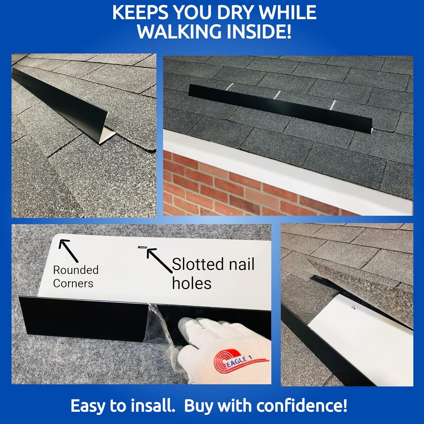 Eagle 1-26 Gauge 5 Foot Rain Diverter - Nails and Instructions Included (Mill Finish Aluminum, Copper, Galvanized, Stainless Steel & More) (1, Bronze)