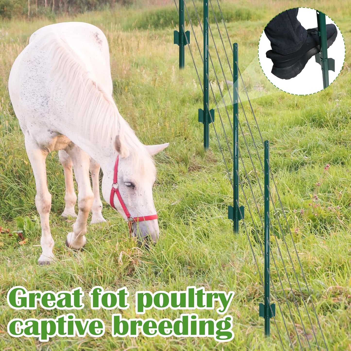 Sunnyglade 20 Pack 3.8 FT Heavy Duty Metal U-Post Garden Fence Stakes, No Dig U-Channel Fence Posts, Corner Anchor Poles for Wire, Electric, Mesh Fencing (20)