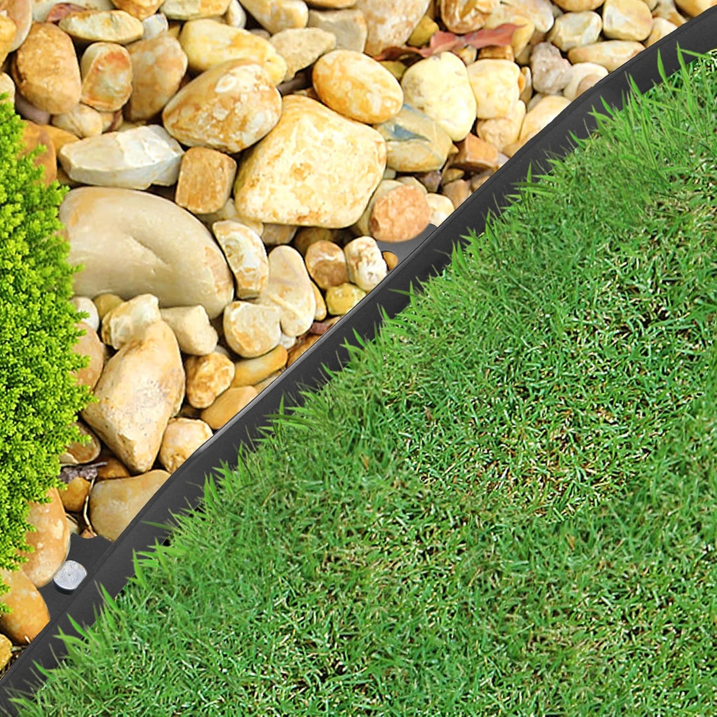 Gardzen 1.5" x 100' Landscape Edging Kit, Garden Edging Coil Comes with 120 Pcs Spikes, No Dig Lawn Border Design