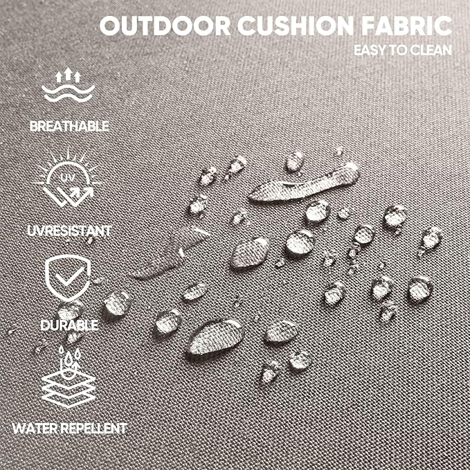 Swivel Patio Chairs sofa Set of 4 with 6" Thick Cushion - Wicker Outdoor Swivel Rocker Patio Chair ,Sofa/Glass coffee table, High Back Comfortable Outdoor Glider Chairs - Brown Wicker Grey Cushions