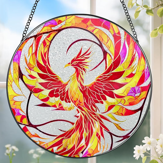 Stained Glass Window Hanging, Stained Glass Suncatcher, Phoenix Sun Catcher, Window Decor, Phoenix Gift, Gifts for Mothers Day, Christmas or Birthday Gift, Gifts for Her Mom Grandmother Daughter