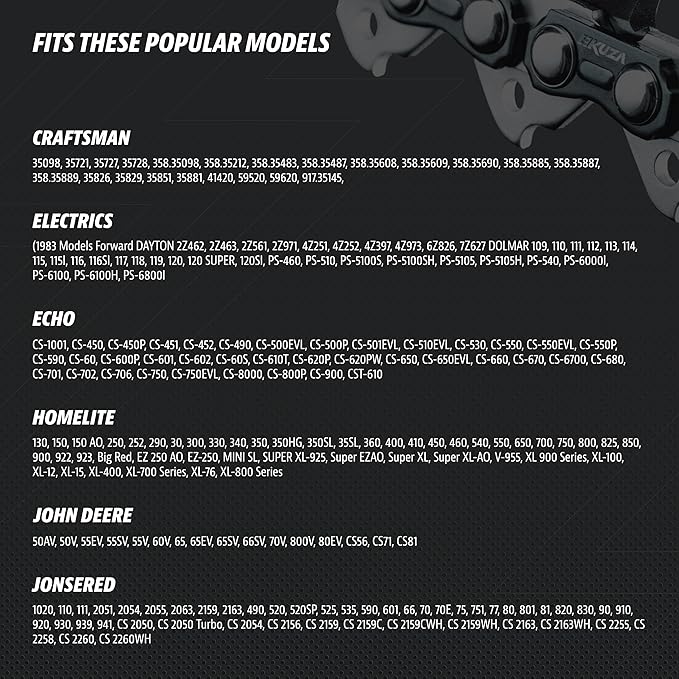 20 Inch Chainsaw Chain 3/8" Pitch, 050" Gauge, 70 Drive Links, German Steel - 72LPX70CQ Fits Echo CS-590 TIMBER WOLF/CS-4400, Poulan PR5020, McCulloch and More (3 Chains)
