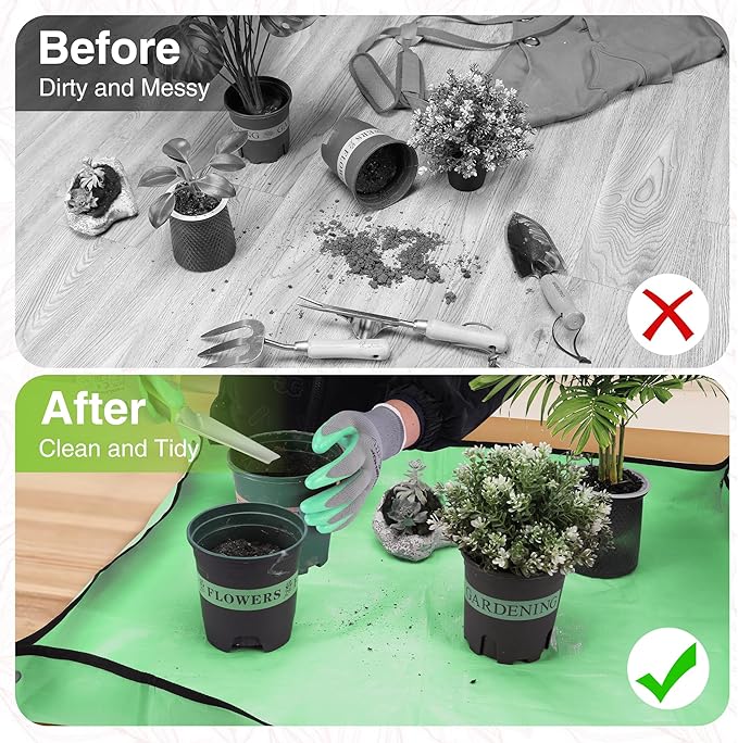 WORKPRO 5PCS Garden Tool Set, Powder Coating Compact Aluminum Gardening Tool Set with Repotting Mat, Outdoor Garden Hand Tools, Ideal Gardening Gift, Green