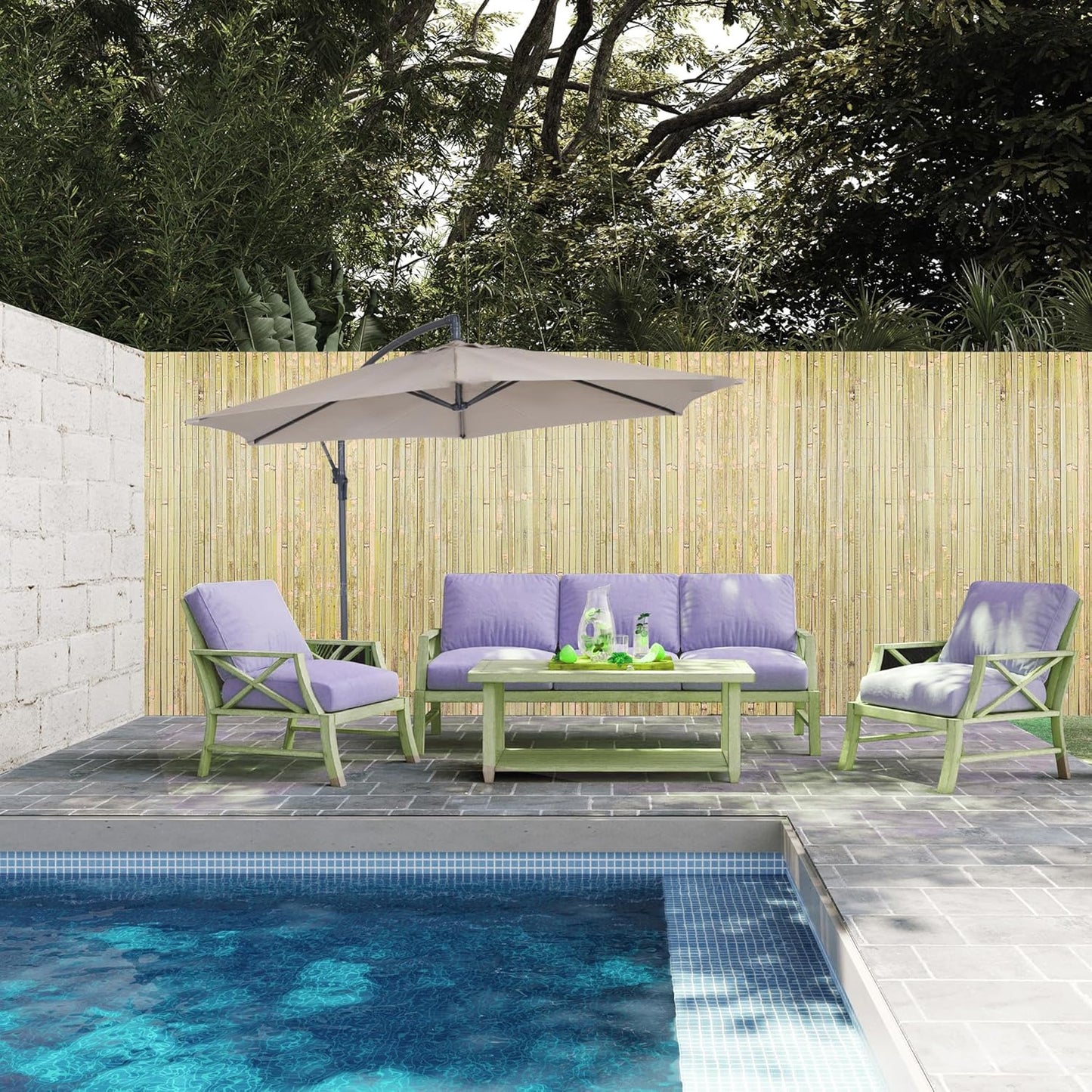 Bamboo Slat Fencing 6ft H x 13ft L, Handwoven Natural Bamboo Screen, Indoor or Outdoor Privacy Fence for Patio, Balcony, Border Pool