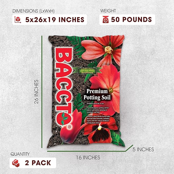 Michigan Peat All Purpose Potting Soil with Perlite for Lawns, Gardens, and Raised Planting Beds with Reed Sedge, Peat, and Sand, 50 Pounds (2 Pack)