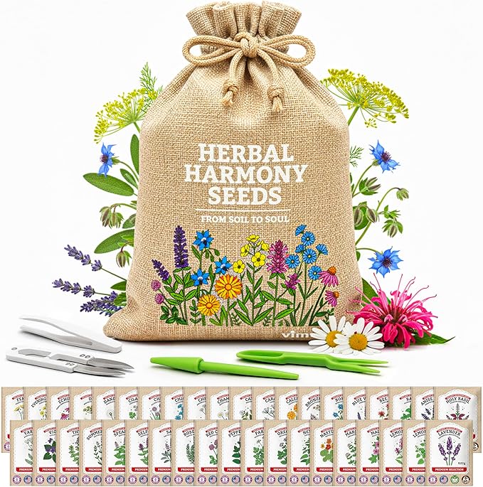 Gardening Gift for Women – 39 Medicinal Herb Seeds Variety Pack, Heirloom Non-GMO, Made in USA, Botanical Gift Set