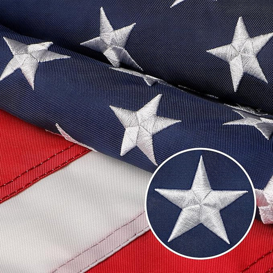 American Flag 8x12 FT, US Flags with Embroidered Stars Sewn Stripes Brass Grommets, Vivid Color, All Weather United States Flag, Polyester USA Flag for Outdoors Indoors (8x12 Foot)