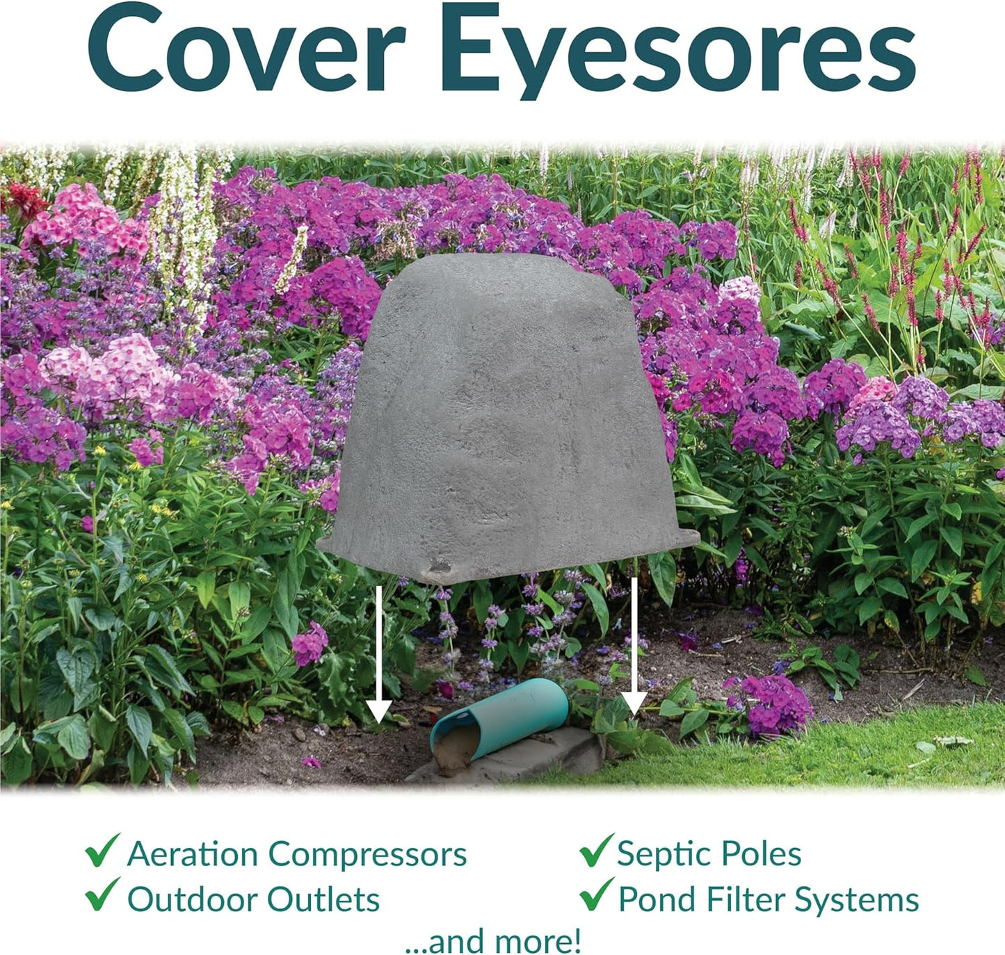 Sunnydaze 11" H Polyresin Faux Landscape Rock Cover - Lightweight Fake Rock Well Pump Cover for Outside - Gray