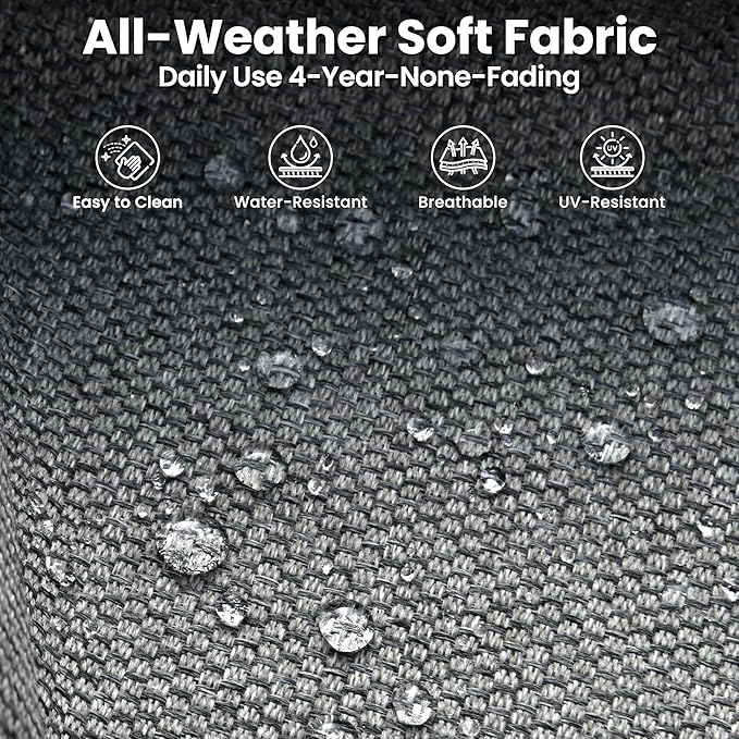 ovios 6 Pieces Patio Furniture Set, Outdoor Wicker Sofa Couch with Rocking Swivel Chairs Comfy Cushions, Modern Deep Seat Rattan Conversation Sets for Porch Deck, Dark Grey