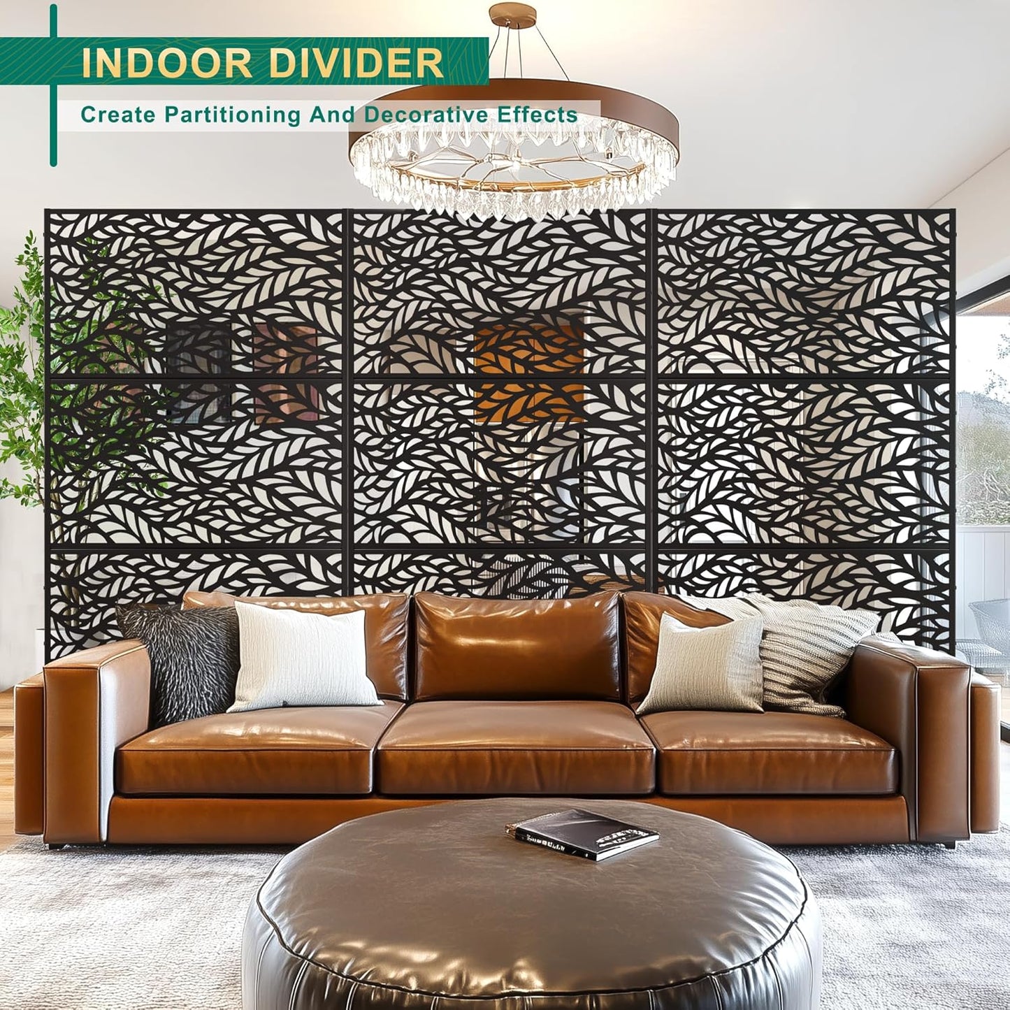 72" H47" W Metal Outdoor Privacy Screen - Freestanding, Decorative Fence (3 Panels)