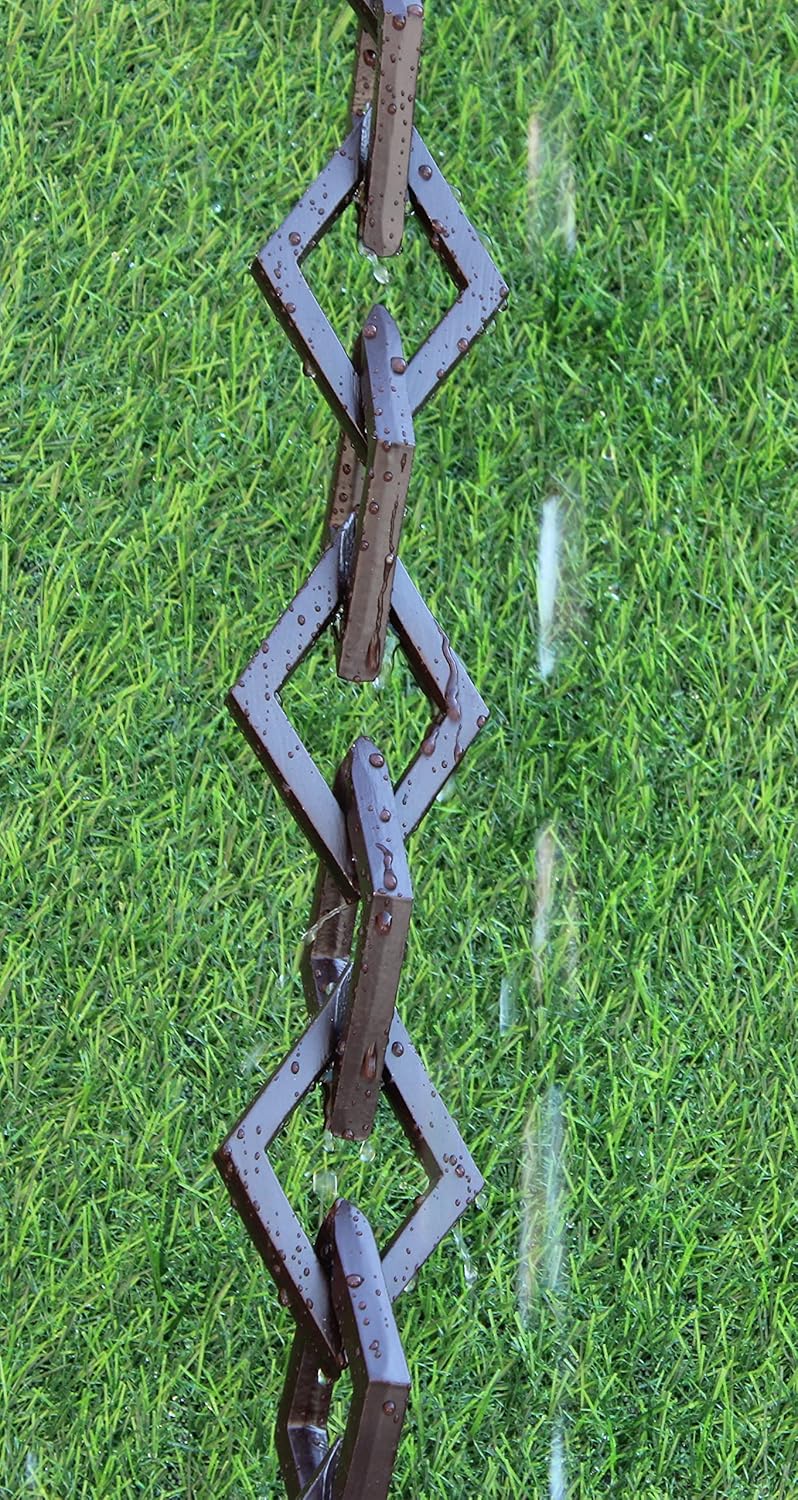KAM Home Diamond Links Rain Chain with Installation Kit (Brown, 15)