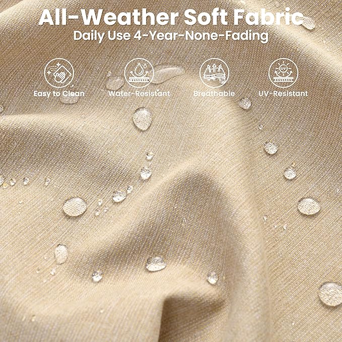 ovios 6 Pieces Patio Furniture Set with 42" Fire Pit Table, Outdoor Wicker Sofa with Comfy Cushions, All Weather High Back Rattan Couch Conversation Set, Beige