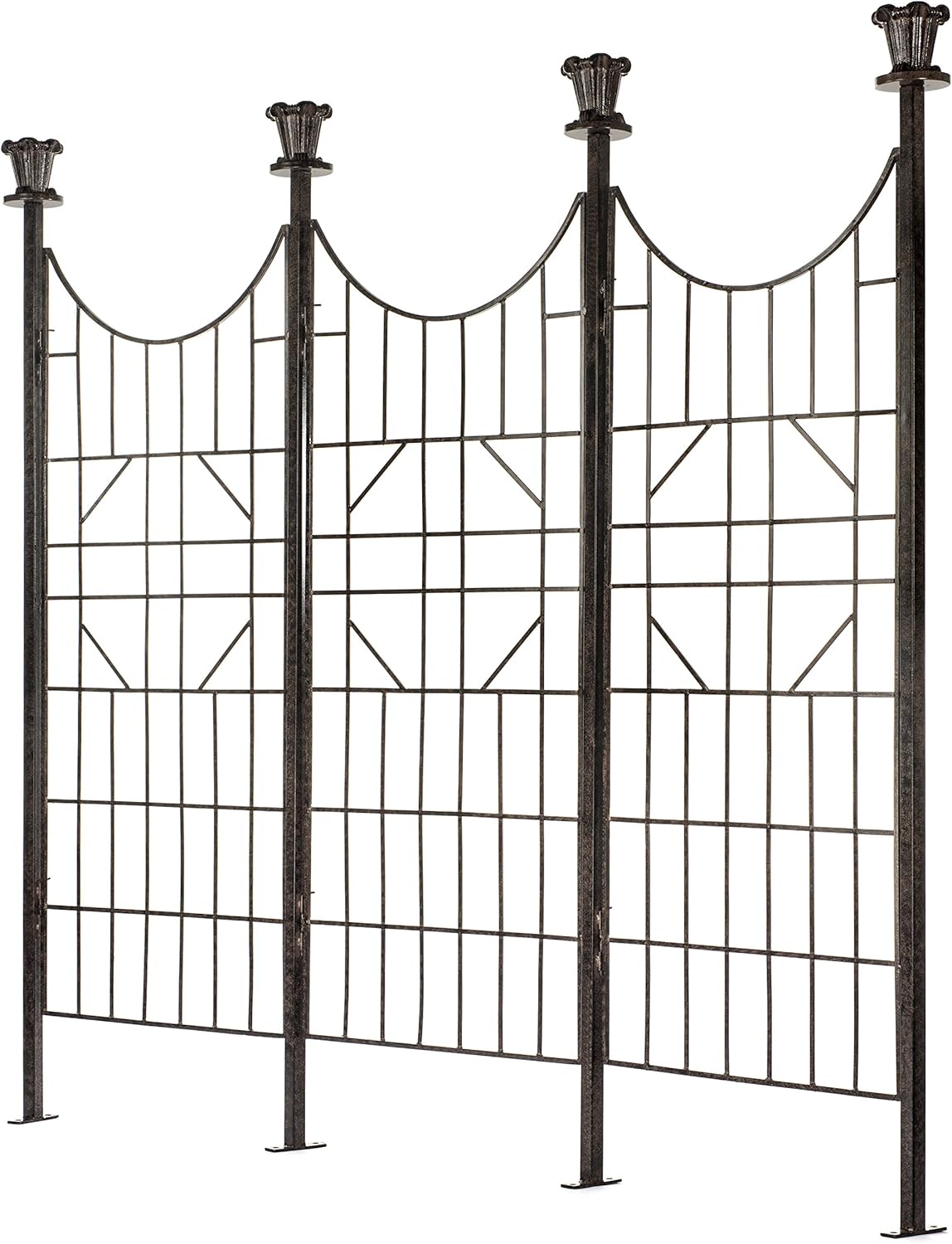 H Potter Large Iron Garden Trellis for Climbing Plants Patio Screen Deck Privacy Fence